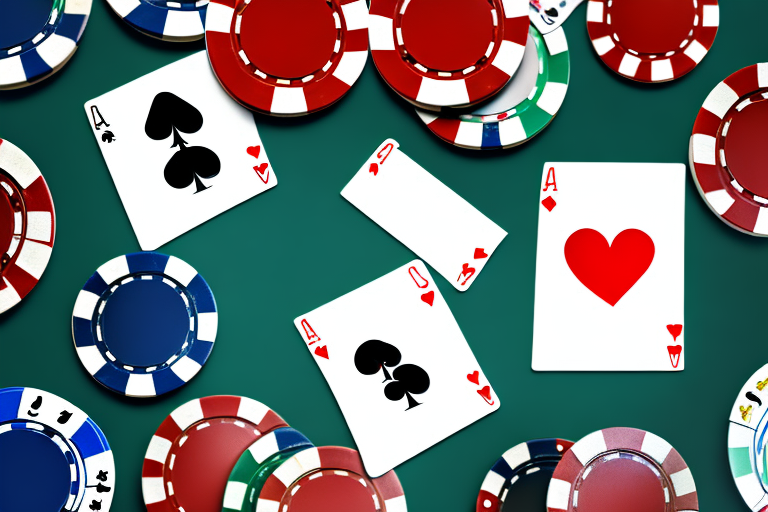 A poker table with scattered cards showing a losing hand