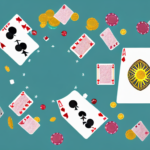 A poker table with cards and chips